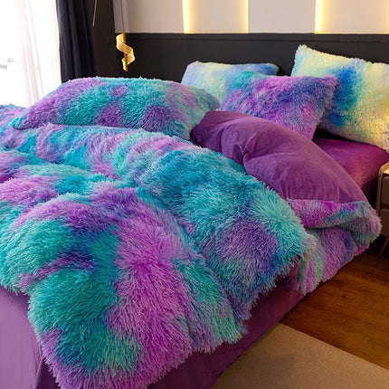 Tie-Dye Bedding Set Three-Piece Bedding Set Soft Bedding Trendy Bedding Home - Dark green - Size 150*200cm