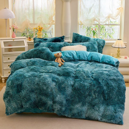 Tie-Dye Bedding Set Three-Piece Bedding Set Soft Bedding Trendy Bedding Home - Dark green - Size 200*240cm