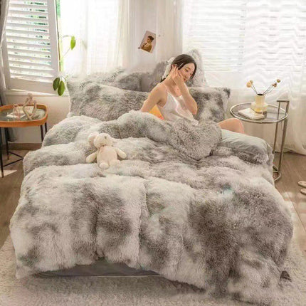 Tie-Dye Bedding Set Three-Piece Bedding Set Soft Bedding Trendy Bedding Home - Gray - Size 150*200cm