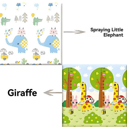 double-sided cartoon mat, folding mat, 2cm living room mat, game mat, odor-free mat, children play mat, foam mat, floor mat Australia - Spraying - water Little Elephant - Size 180-200cm