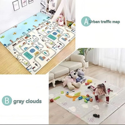 double-sided cartoon mat, folding mat, 2cm living room mat, game mat, odor-free mat, children play mat, foam mat, floor mat Australia - Sprouting Spring - Size 160-180cm