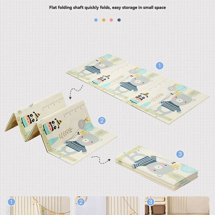 double-sided cartoon mat, folding mat, 2cm living room mat, game mat, odor-free mat, children play mat, foam mat, floor mat Australia - Yellow Little Bear - Size 160-180cm