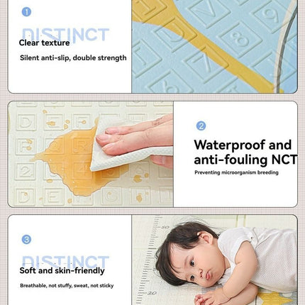 double-sided cartoon mat, folding mat, 2cm living room mat, game mat, odor-free mat, children play mat, foam mat, floor mat Australia - Yellow Little Bear - Size 160-180cm