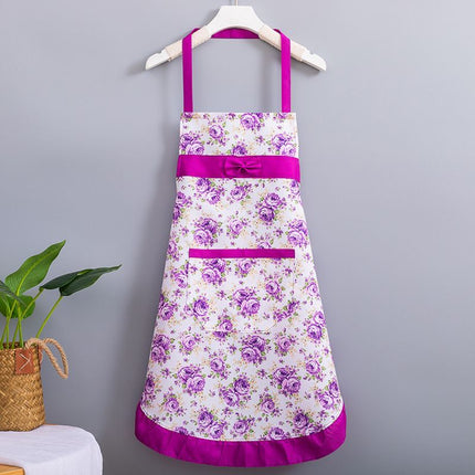 Korean-style apron, floral apron, women's apron, breathable apron, oil-proof apron, kitchen apron, apron set, adjustable apron, gift for cook - Camel - Size M