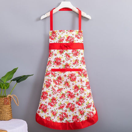 Korean-style apron, floral apron, women's apron, breathable apron, oil-proof apron, kitchen apron, apron set, adjustable apron, gift for cook - Camel - Size M