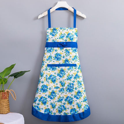 Korean-style apron, floral apron, women's apron, breathable apron, oil-proof apron, kitchen apron, apron set, adjustable apron, gift for cook - Purple - Size M