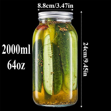 large capacity food storage jar, food-grade glass jar, airtight storage jar, pickle jar, grain storage, snack storage, tea storage, pantry organisation, Australian kitchen - Clear - Size 32oz-2pcs