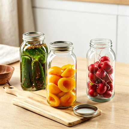 large capacity food storage jar, food-grade glass jar, airtight storage jar, pickle jar, grain storage, snack storage, tea storage, pantry organisation, Australian kitchen - Clear - Size 32oz-2pcs