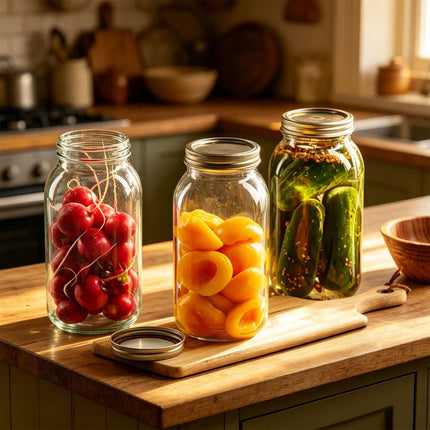 large capacity food storage jar, food-grade glass jar, airtight storage jar, pickle jar, grain storage, snack storage, tea storage, pantry organisation, Australian kitchen - Clear - Size 32oz-2pcs