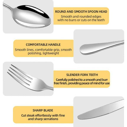western cutlery set, steak knife and fork set, stainless steel cutlery, gift set for dining, 16-piece cutlery, Australian dining, steak knives Australia, premium cutlery set, gift for couples, housewarming gift - Silver - Size 16 -piece set