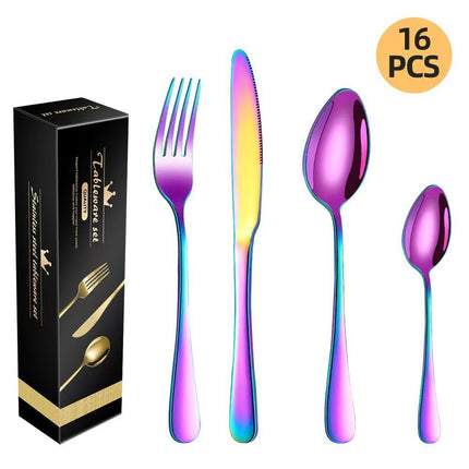 western cutlery set, steak knife and fork set, stainless steel cutlery, gift set for dining, 16-piece cutlery, Australian dining, steak knives Australia, premium cutlery set, gift for couples, housewarming gift - Silver - Size 16 -piece set