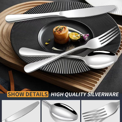 western cutlery set, steak knife and fork set, stainless steel cutlery, gift set for dining, 16-piece cutlery, Australian dining, steak knives Australia, premium cutlery set, gift for couples, housewarming gift - Silver - Size 16 -piece set