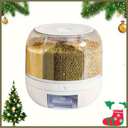 rotating storage container, large capacity grain storage, food storage box, sealed food container, kitchen organization, insect proof food storage, moisture proof food storage, airtight canister, Australian pantry - Beige - Size 12L