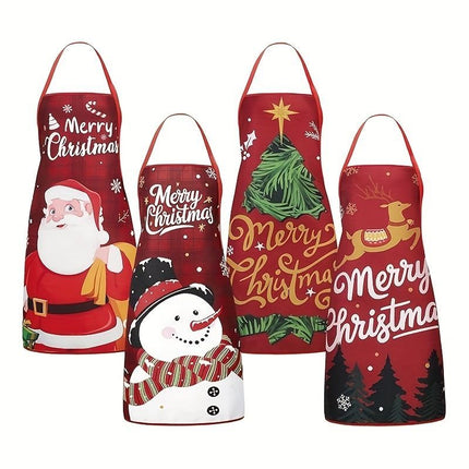 Christmas apron, waterproof apron, oil-resistant apron, festive kitchen decor, holiday cooking apron, Christmas gift idea, Santa apron, snowman apron, reindeer apron, family gathering apron - Christmas - Size 2-5PCS