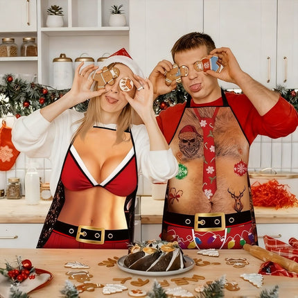 Christmas apron, waterproof apron, oil-resistant apron, festive kitchen decor, holiday cooking apron, Christmas gift idea, Santa apron, snowman apron, reindeer apron, family gathering apron - Christmas - Size 2-5PCS