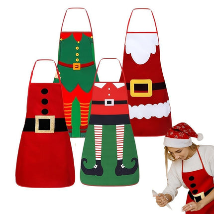 Christmas apron, waterproof apron, oil-resistant apron, festive kitchen decor, holiday cooking apron, Christmas gift idea, Santa apron, snowman apron, reindeer apron, family gathering apron - Christmas - Size 5-5PCS