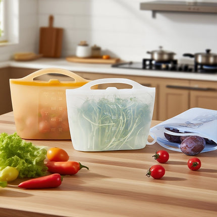 food-grade silicone, sealing strips, leak-proof, airtight seal, silicone lid covers, reusable food storage, Australian kitchen, dishwasher safe, non-toxic, temperature resistant, fridge organisation, travel storage, office lunchbox - Orange - Size 1200ml-
