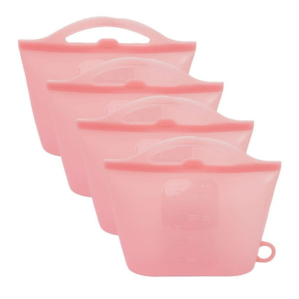 food-grade silicone, sealing strips, leak-proof, airtight seal, silicone lid covers, reusable food storage, Australian kitchen, dishwasher safe, non-toxic, temperature resistant, fridge organisation, travel storage, office lunchbox - Pink - Size 1200ml-4p