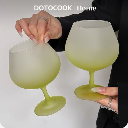 gradient frosted glass goblets, French stemware wine glasses, elegant juice cups Australia, designer drinkware home, stylish glassware gifts - Green - Size 700ml