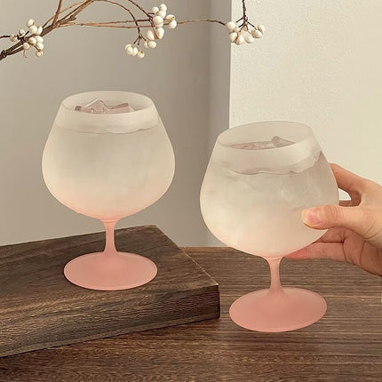 gradient frosted glass goblets, French stemware wine glasses, elegant juice cups Australia, designer drinkware home, stylish glassware gifts - Green - Size 700ml