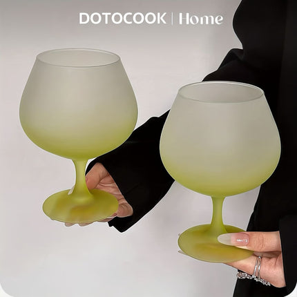 gradient frosted glass goblets, French stemware wine glasses, elegant juice cups Australia, designer drinkware home, stylish glassware gifts - Green - Size 700ml