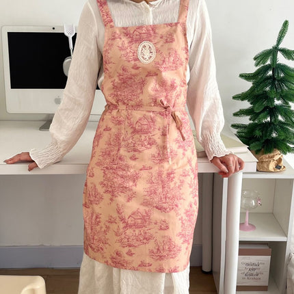waterproof apron, ink-wash apron, drawstring apron, cafe apron, home apron, pet shop apron, anti-dust apron, australia apron - Blue - Size M