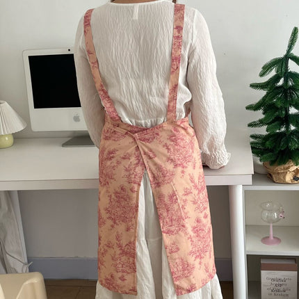 waterproof apron, ink-wash apron, drawstring apron, cafe apron, home apron, pet shop apron, anti-dust apron, australia apron - Pink - Size M