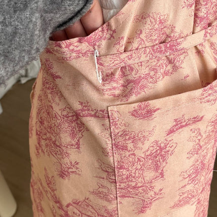waterproof apron, ink-wash apron, drawstring apron, cafe apron, home apron, pet shop apron, anti-dust apron, australia apron - Pink - Size M