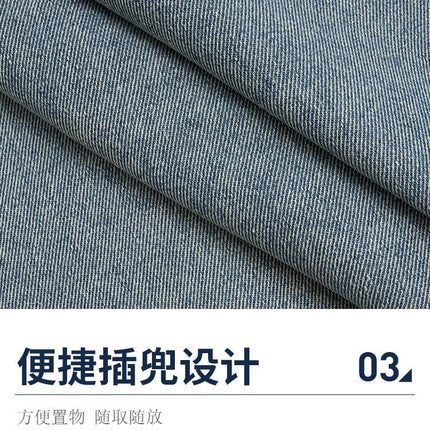 denim apron, kitchen apron, Japanese-style apron, work apron, unisex apron, apron with pockets, barista apron, cooking apron, men's denim apron, women's denim apron - Navy - Size M