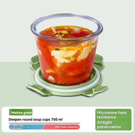 glass soup cup, airtight soup cup, microwave-safe soup cup, office lunch box, sealed food container, glass lunch box, soup container - Navy - Size 750ML-2PCS