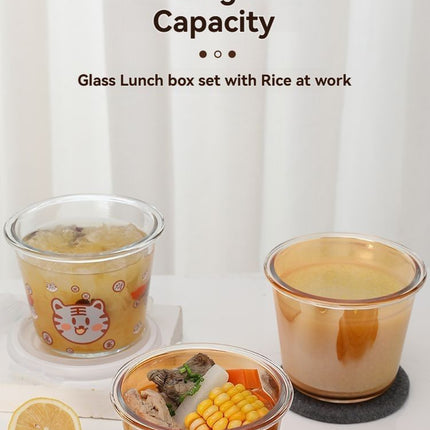 glass soup cup, airtight soup cup, microwave-safe soup cup, office lunch box, sealed food container, glass lunch box, soup container - Navy - Size 750ML-2PCS