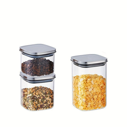 airtight storage jars, coffee bean jars, stainless steel lid, glass jars with lids, square canisters, pantry organisation, kitchen storage Australia - Clear - Size 2pcs-560ml