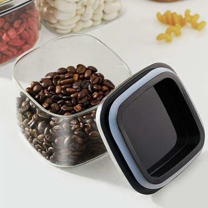 airtight storage jars, coffee bean jars, stainless steel lid, glass jars with lids, square canisters, pantry organisation, kitchen storage Australia - Clear - Size 2pcs-560ml