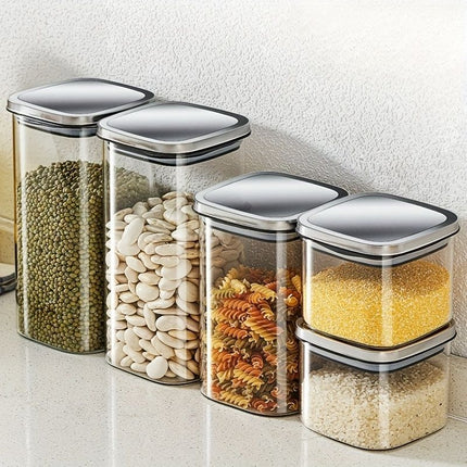 airtight storage jars, coffee bean jars, stainless steel lid, glass jars with lids, square canisters, pantry organisation, kitchen storage Australia - Clear - Size 2pcs-560ml
