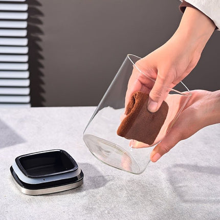 airtight storage jars, coffee bean jars, stainless steel lid, glass jars with lids, square canisters, pantry organisation, kitchen storage Australia - Clear - Size 2pcs-700ml