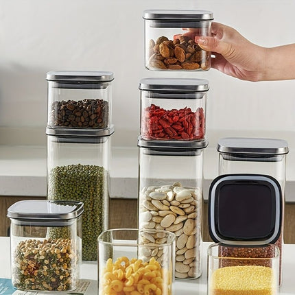 airtight storage jars, coffee bean jars, stainless steel lid, glass jars with lids, square canisters, pantry organisation, kitchen storage Australia - Clear - Size 2pcs-700ml
