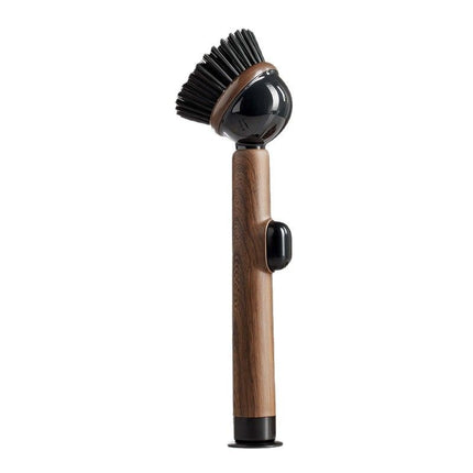 Pot Brush Wood Grain Handle Suction Cup Stand Liquid (Size 2PCS)