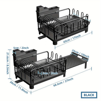 Extendable Dish Drying Rack, Rust Proof Dish Rack (Size Black)