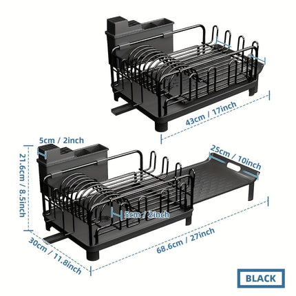 Extendable Dish Drying Rack, Rust Proof Dish Rack (Size Black)