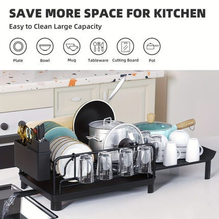 Extendable Dish Drying Rack, Rust Proof Dish Rack (Size Black)