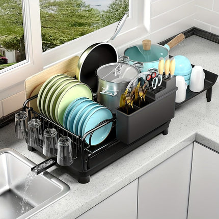 Extendable Dish Drying Rack, Rust Proof Dish Rack (Size Black)