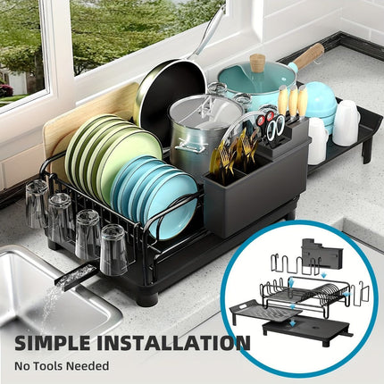 Extendable Dish Drying Rack, Rust Proof Dish Rack (Size Black)