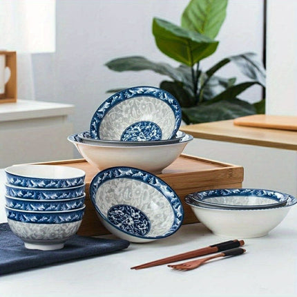 Blue and White Porcelain Bowl, Soup Bowl (Size 2pcs)