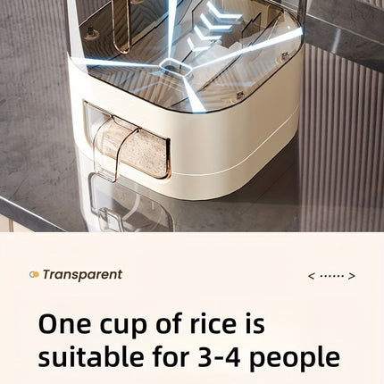 rice storage container, moisture-proof container, sealed food storage, flour storage, grain storage, pet food storage, bulk food container, airtight food container, pantry organization, Australian kitchen storage - White and transparent - Size 23L