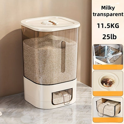 rice storage container, moisture-proof container, sealed food storage, flour storage, grain storage, pet food storage, bulk food container, airtight food container, pantry organization, Australian kitchen storage - White and transparent - Size 23L