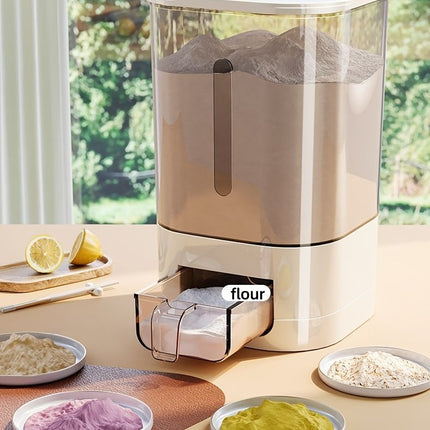 rice storage container, moisture-proof container, sealed food storage, flour storage, grain storage, pet food storage, bulk food container, airtight food container, pantry organization, Australian kitchen storage - White and transparent - Size 23L