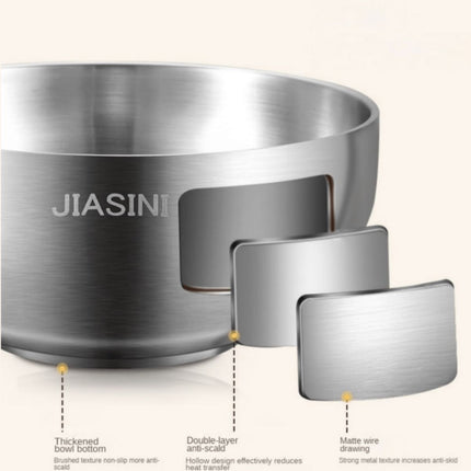 Stainless Steel Noodle Bowls Double-Layered Bowls Heat Insulation Bowls 5-Piece - Silver - Size Pack of 5 pieces
