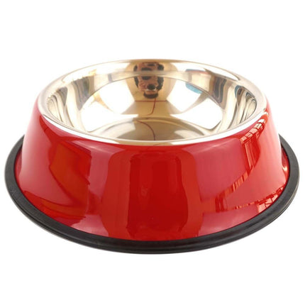 stainless steel pet bowls, non-slip dog bowls, large dog food bowls, cat bowls, pet food bowl, dog bowl large capacity, cat feeding bowl, durable pet bowls, anti-skid pet dishes, pet feeding products Australia - Pink - Size 18CM
