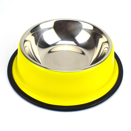 stainless steel pet bowls, non-slip dog bowls, large dog food bowls, cat bowls, pet food bowl, dog bowl large capacity, cat feeding bowl, durable pet bowls, anti-skid pet dishes, pet feeding products Australia - Yellow - Size 34CM