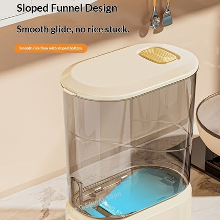 large capacity rice dispenser, measuring cup, time scale, plastic grain storage container, sealed food storage, insect proof food storage, moisture proof food storage, flour storage, pet food storage, Australian kitchen - Creamy - Size 10L